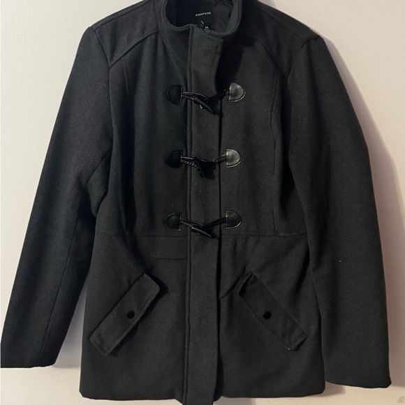 Rampage Coat Y2K Dark Grey Mid Length Toggle Size M GUC - Picture 2 of 7